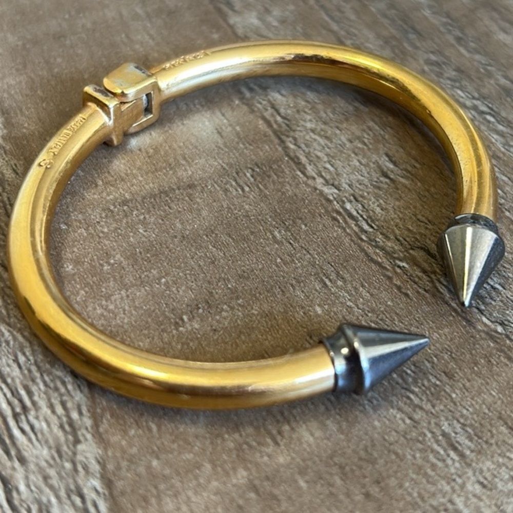 Vita Fede Mini Titan Two Tone Cuff Hinged Bracelet in Gold Vermeil Gunmetal Grey